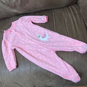 Little Me FLEECE LLAMA PINK POLKA DOT FLEECE PAJAMAS 6M